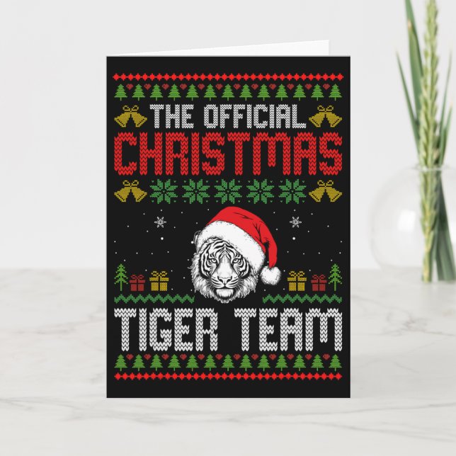 Tiger som bär jultomtehatt Xmas-ljus God Jul Kort (Framsida)
