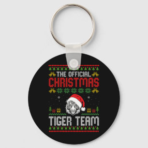 Tiger som bär jultomtehatt Xmas-ljus God Jul Nyckelring