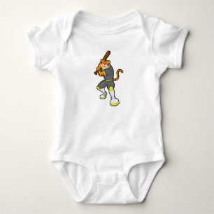 Tiger som Baseball-spelare med Baseball fladdermus T Shirt