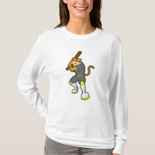 Tiger som Baseball-spelare med Baseball fladdermus T Shirt
