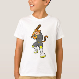 Tiger som Baseball-spelare med Baseball fladdermus T Shirt