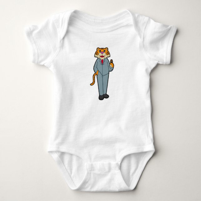 Tiger som brudgumme med vigselring t shirt (Framsida)