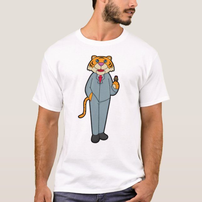 Tiger som brudgumme med vigselring t shirt (Framsida)