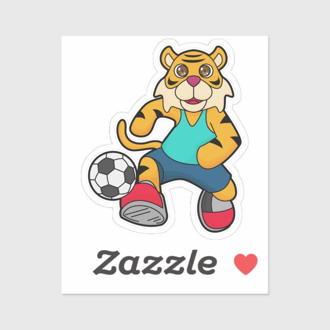 Tiger som fotbollsspelare med fotboll klistermärken (Ark)