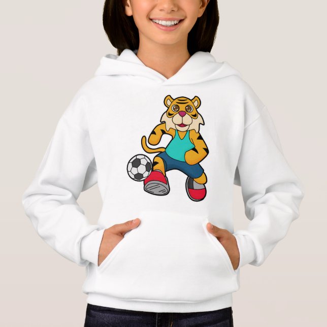 Tiger som fotbollsspelare med fotboll t shirt (Framsida)