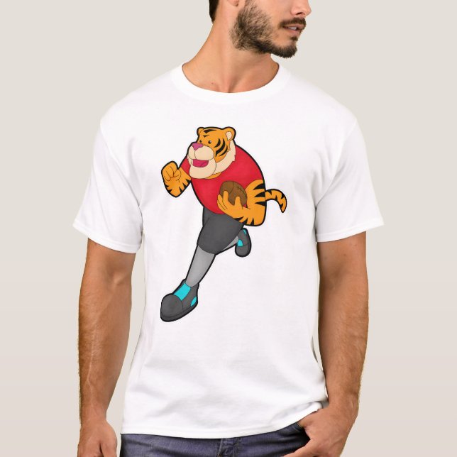 Tiger som fotbollsspelare med fotboll t shirt (Framsida)