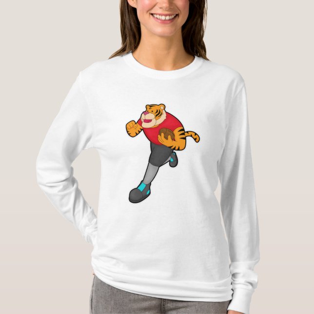 Tiger som fotbollsspelare med fotboll t shirt (Framsida)