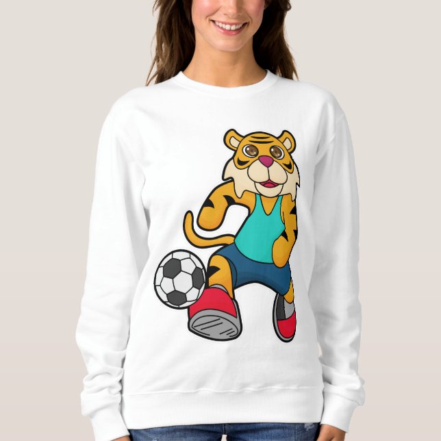 Tiger som fotbollsspelare med fotboll t shirt (Framsida)