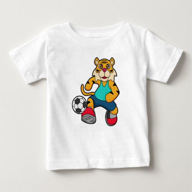 Tiger som fotbollsspelare med fotboll t shirt (Framsida)