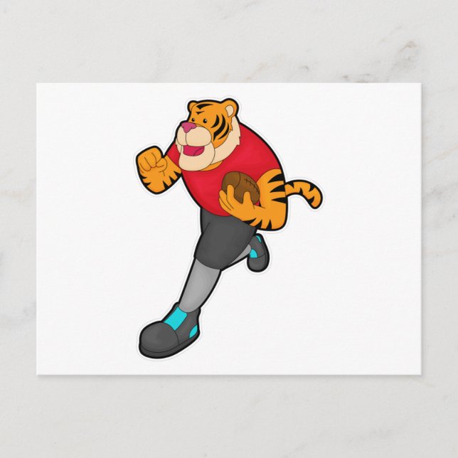 Tiger som fotbollsspelare med fotboll vykort (Framsida)