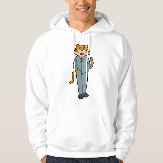 Tiger som Groom med Bröllop ring Hoodie (Framsida)