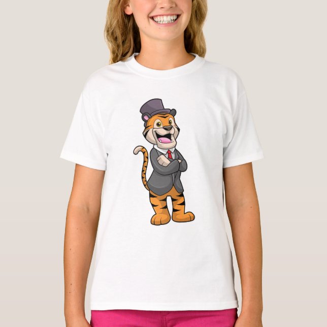Tiger som Groom med Jacka & Hat T Shirt (Framsida)