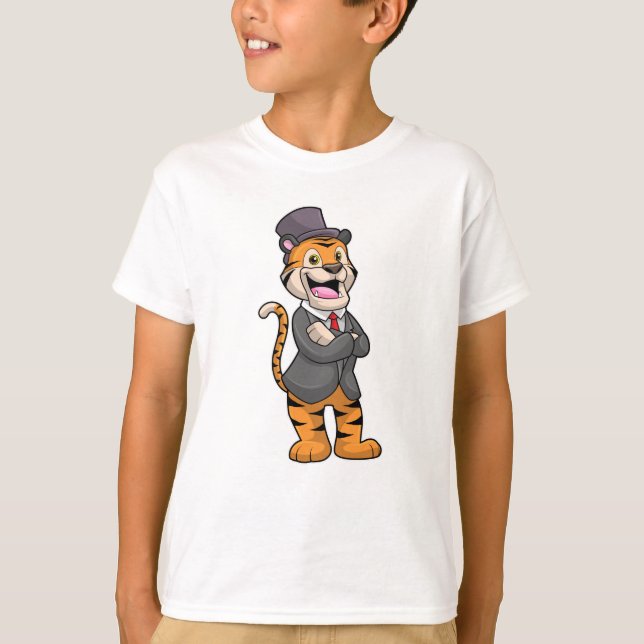Tiger som Groom med Jacka & Hat T Shirt (Framsida)