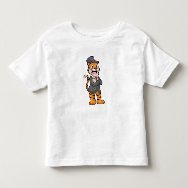 Tiger som Groom med Jacka & Hat T Shirt (Framsida)