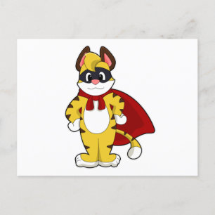 Tiger som hjälte med mask och cape vykort