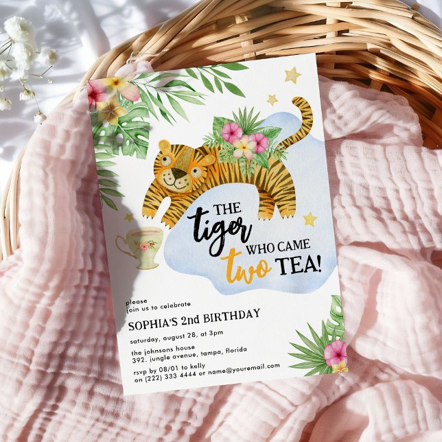 Tiger som kom TWO-teet! Andra födelsedagen Inbjudningar (Skapare uppladdad)