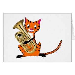 Tiger som leker euphoniumen hälsningskort