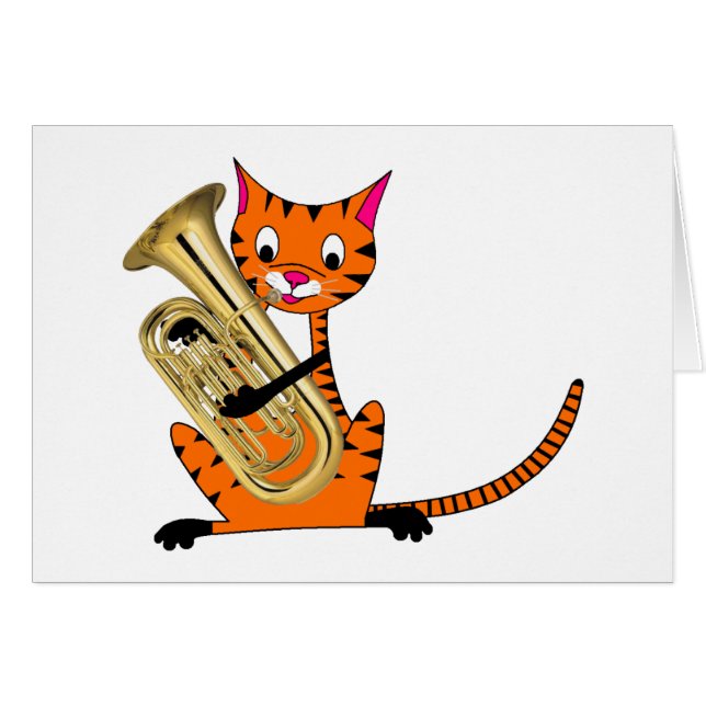 Tiger som leker euphoniumen hälsningskort (Framsidan Horizontal)