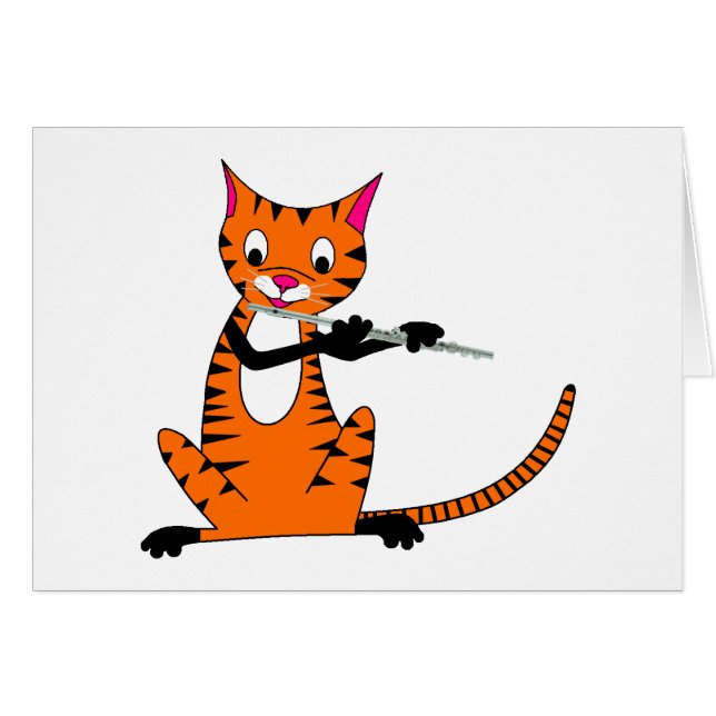 Tiger som leker flöjten hälsningskort (Framsidan Horizontal)