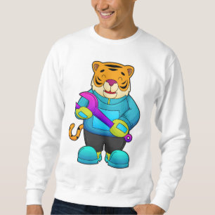 Tiger som Mechanic med Wrench Lång Ärmad Tröja