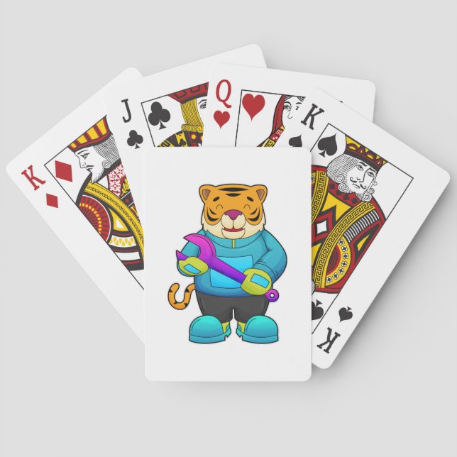 Tiger som mekaniker med skiftnyckel casinokort (Baksidan)