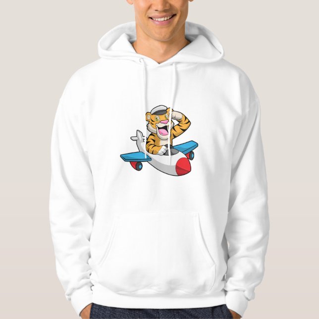 Tiger som pilot i Flygplan Hoodie (Framsida)