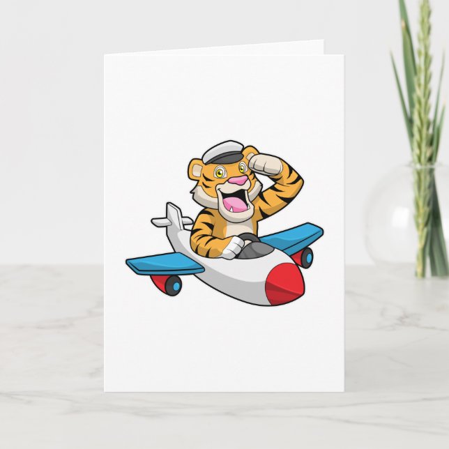 Tiger som pilot i Flygplan Kort (Framsida)