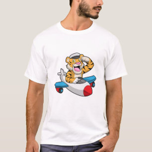 Tiger som pilot i Flygplan T Shirt