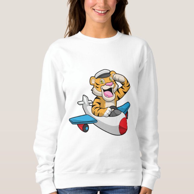 Tiger som pilot i Flygplan T Shirt (Framsida)