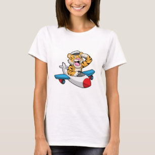 Tiger som pilot i Flygplan T Shirt