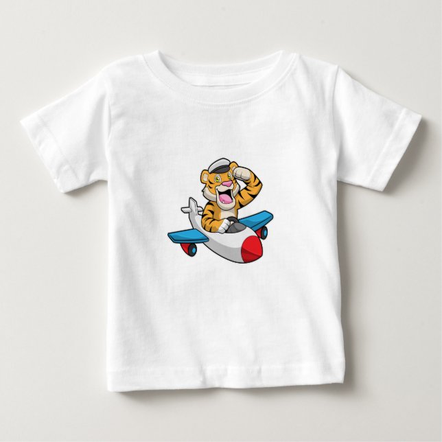 Tiger som pilot i Flygplan T Shirt (Framsida)