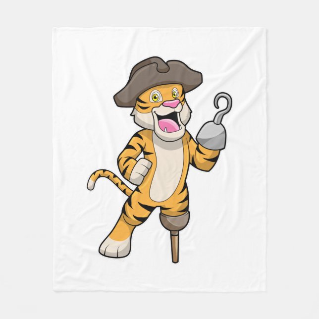 Tiger som Pirat med träben och Hookad hand Fleecefilt (Framsidan)