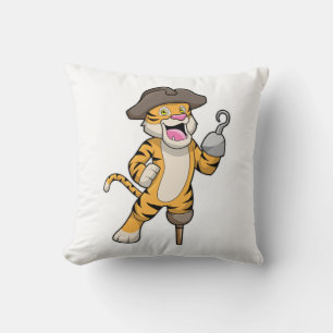 Tiger som Pirat med träben och Hookad hand Kudde