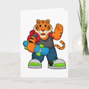 Tiger som Skater med Skateboard Kort