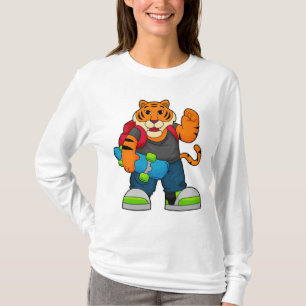 Tiger som Skater med Skateboard T Shirt