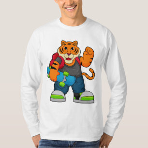 Tiger som Skater med Skateboard T Shirt