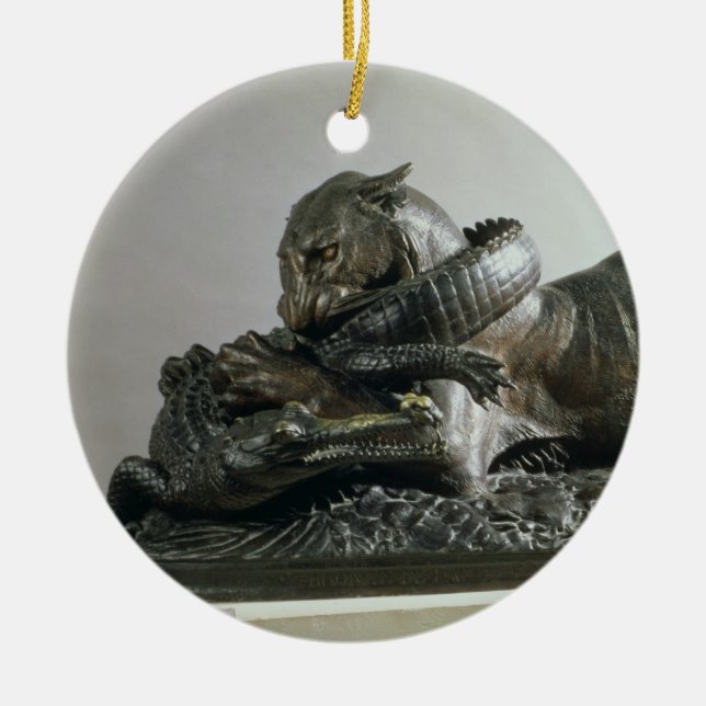 Tiger som slukar en alligator, 1832 (brons), julgransprydnad keramik (Framsidan)