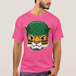 Tiger som soldat med Helmet T Shirt