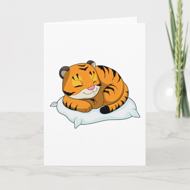 Tiger som sover med kudde kort (Framsida)