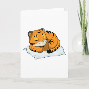 Tiger som sover med kudde kort