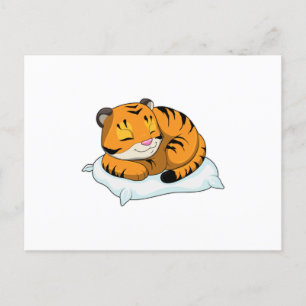 Tiger som sover med kudde vykort