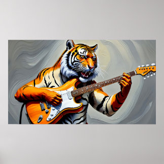 Tiger som spelar gitarr poster