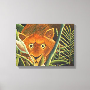 Tiger som testar ut från gräs av Henri Rousseau Canvastryck