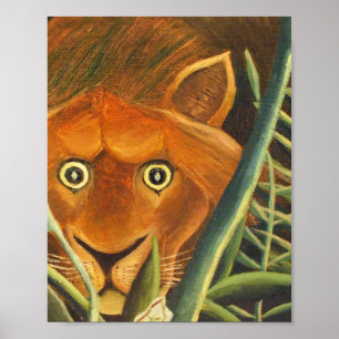 Tiger som testar ut från gräs av Henri Rousseau Poster