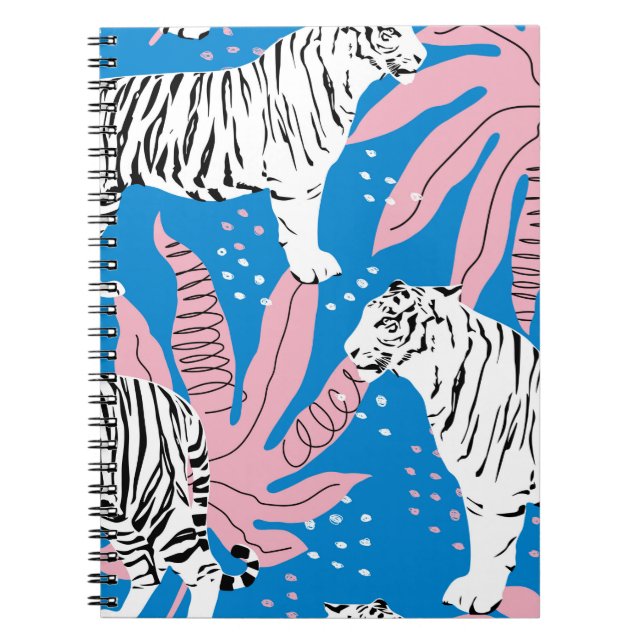 Tiger, sömlös mönster,vild, djurbakgrund,tren anteckningsbok (Framsidan)