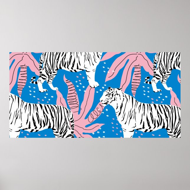 Tiger, sömlös mönster,vild, djurbakgrund,tren poster (Framsidan)