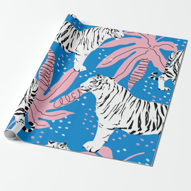 Tiger, sömlös mönster,vild, djurbakgrund,tren presentpapper (Utrullad)