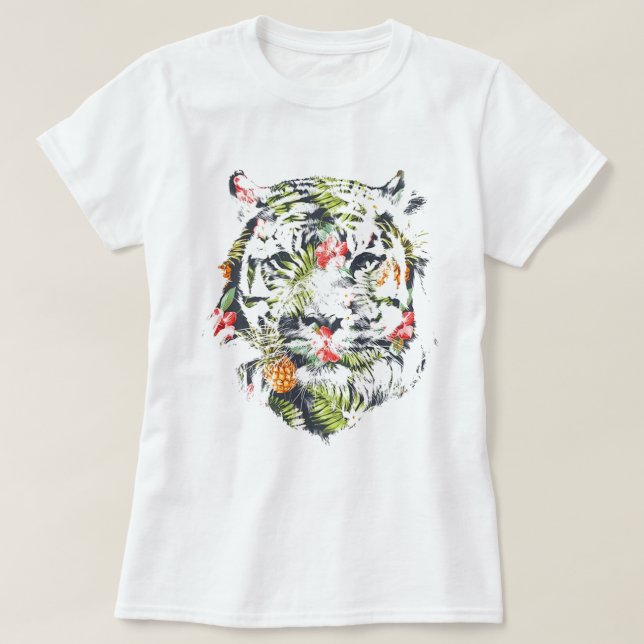 TIGER Söt T-shirt - Tropiskt Mönster (Design framsida)