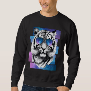 Tiger Space Glass Galaxy Sunglasses Vaporwave Ae Lång Ärmad Tröja