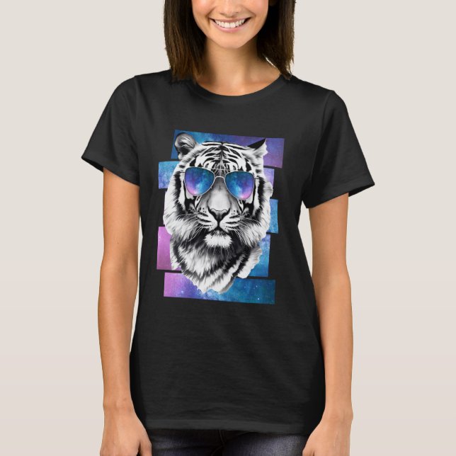 Tiger Space Glass Galaxy Sunglasses Vaporwave Ae T Shirt (Framsida)